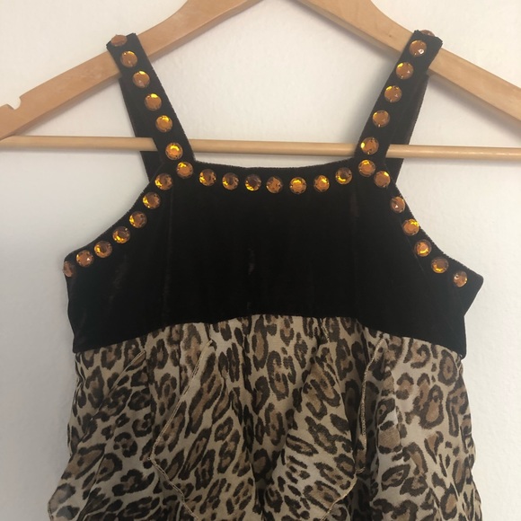 🔴5/$10🔴 Adorable Leopard Embellished Lipstik Girls Dress - Picture 2 of 5